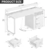 55" Computer Desk with Power Outlets & LED Lights Home Office Desk Writing Table 5