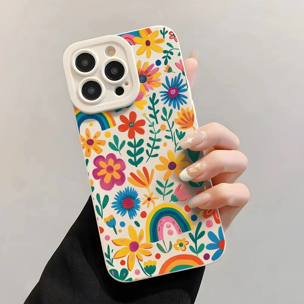 Vibrant Rainbow Floral Pattern Phone Case Cover