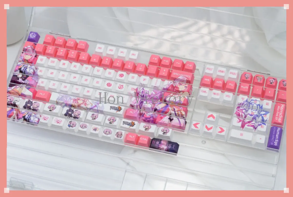 Chaves Honkai Impacto Elysia Pbt Cinco Lados Tintura Sublimação Keycaps Herrscher do Perfil de Cereja Humana Jogo Original Periférico 108 - Imagem 3
