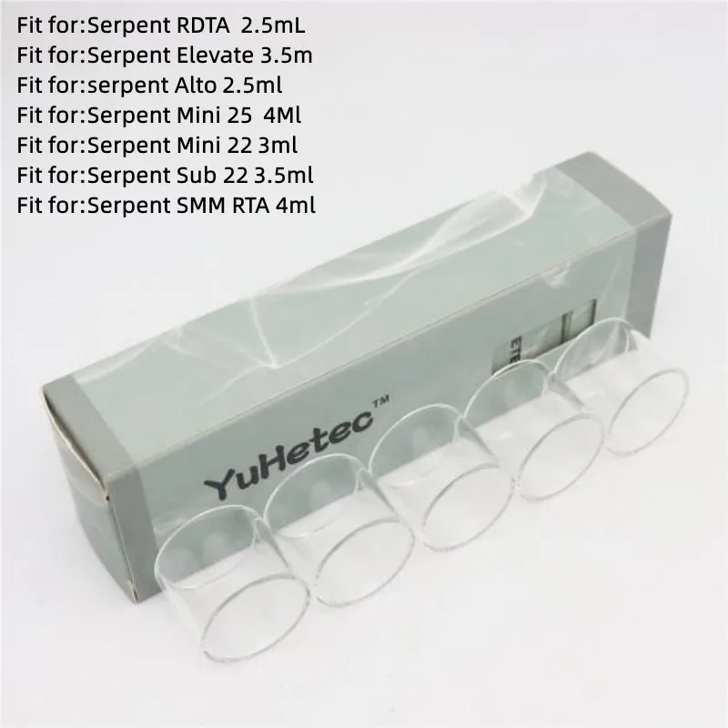 

5pcs Original YUHETEC Straight Clear Glass Tube for Wotofo Serpent RDTA Elevate Alto Mini 22 25 Sub 22 SMM RTA Glass Tank