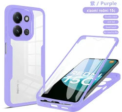 360° Transparent Soft Full Body Cover Case with Double - Sided Protection for Redmi 15C (Lavender)