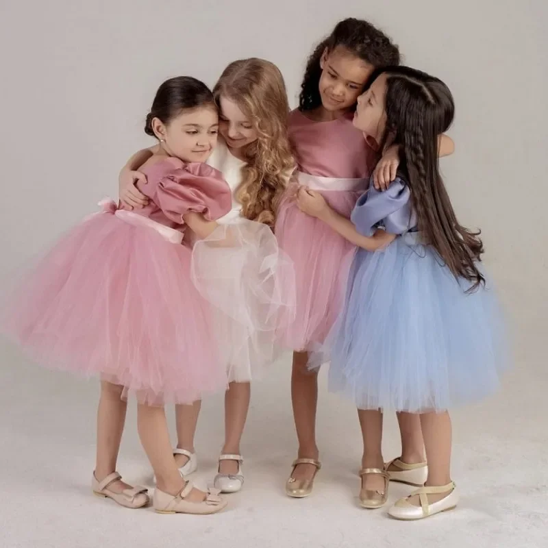 3-8 Year Girls Princess Dress Sequin Lace Tulle Wedding Party Tutu Fluffy Gown For Children Kids Evening Formal Pageant