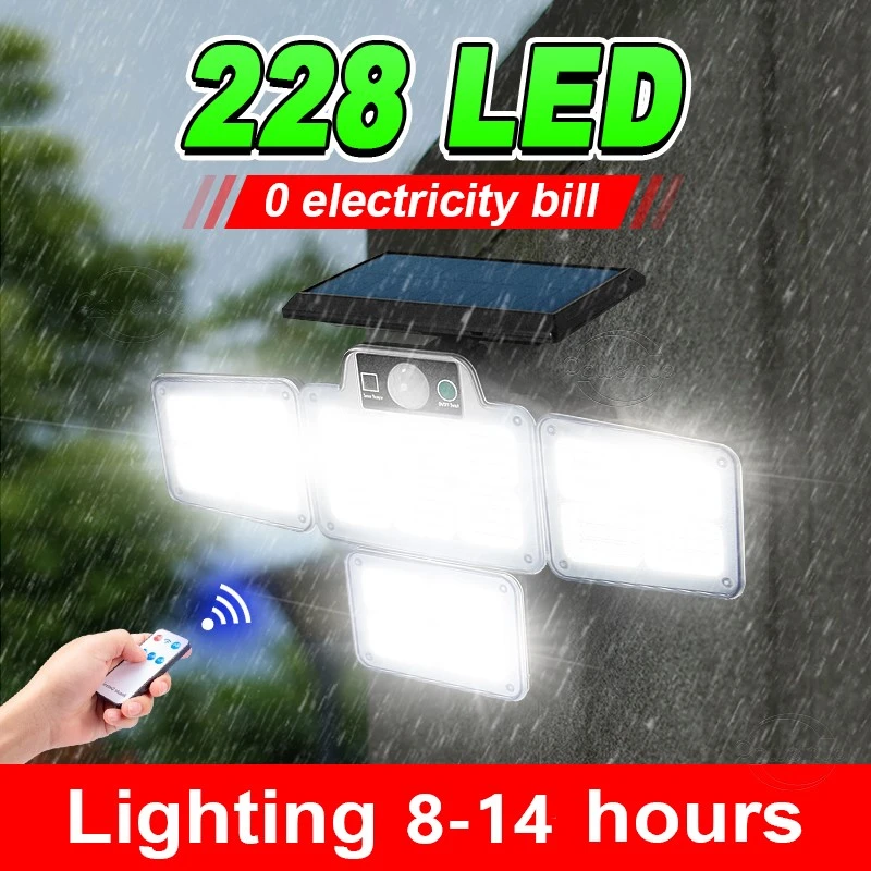 Super 10000LM High Power Outdoor LED Solar Lamp 228LED 3 Modes Garden Solar Light PIR Motion
