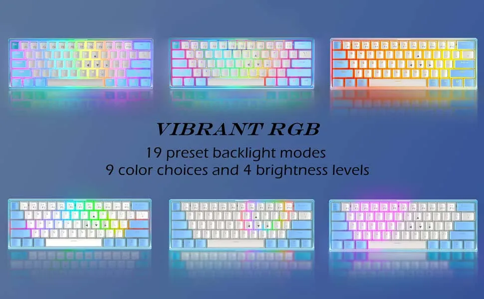 2022 New Womier WK61 Ultra-Slim Gaming Blue 60% Mechanical Keyboard Hot Swappable RGB Pudding Keycap Red Switch Crystalline Base best pc gaming keyboard