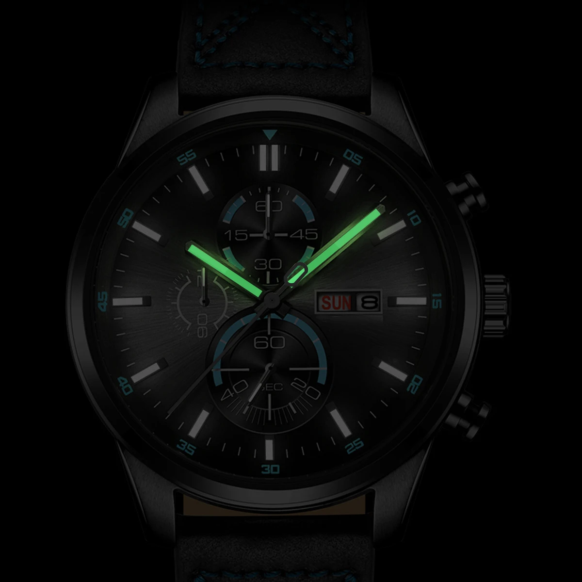Green Luminous Rose, Silver, and Gold Watch Hands - Premium Date Watch Accessories