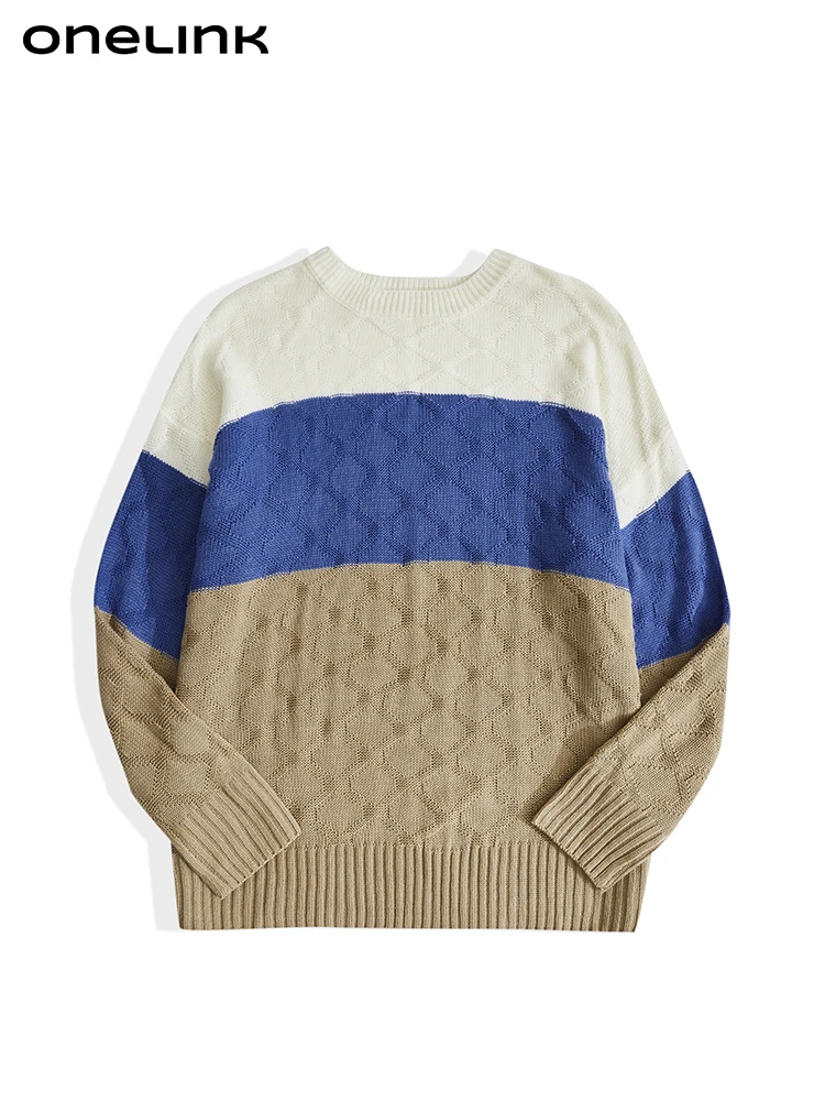 onelink-plus-size-autum-winter-pullover-women-sweater-o-neck-white-royal-blue-khaki-strips-ladies-oversize-woolen-clothing