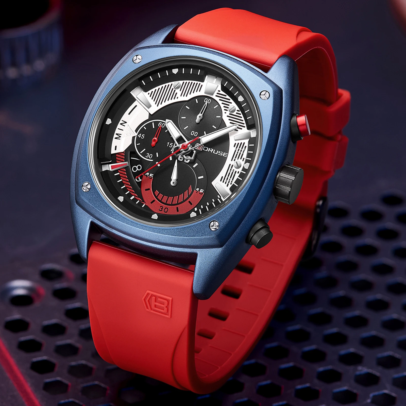 BORUSE Sports Watch Men Top Brand Luxury Mens Watches Male Business Waterproof Military Silicone Quartz Chronograph Wristwatch