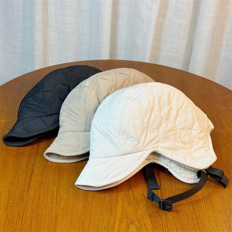 Men's And Women's Winter Thickened Plus Fleece Lamb Wool Warm Earmuffs Hat Outdoor Ski Cycling Hat