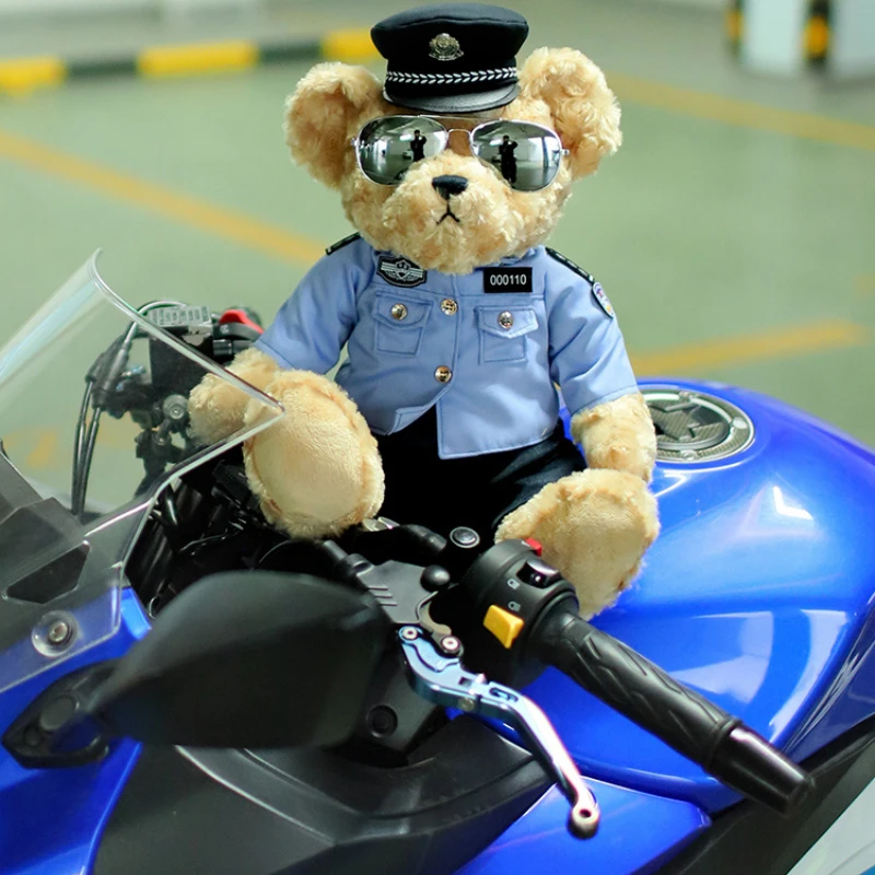 High Quality Soft Teddy Bear Plush Toy Stuffed  Animal Traffic Police Cavalry Police Officer Reflective Riding Suit Bears Gifts