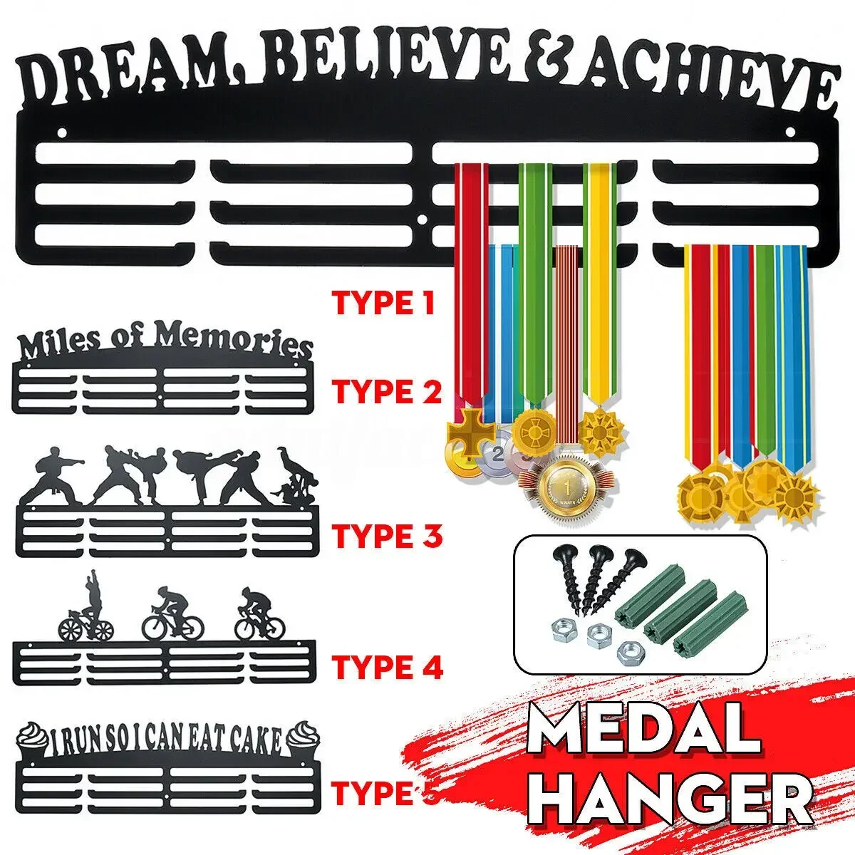 

Декоративная Металлическая Вешалка для бега на стену, акриловый держатель для медалей, занятий спортом, для офиса, триатлона, подвесные крючки для дома
