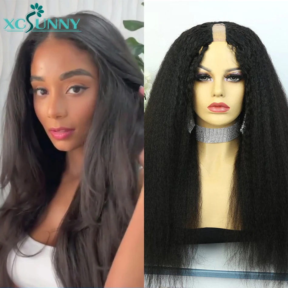 

Kinky Straight U Part Wig Human Hair 180 Density Minimal Leave Out UPart Human Hair Wig 1x4 U Shape Wig For Women