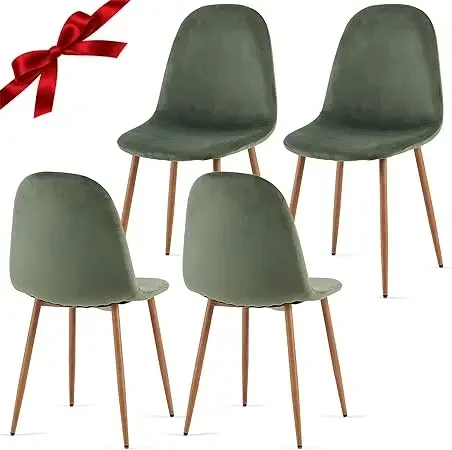 Set for 4 Velvet Dining Chairs Set of 4 - Kitchen Chairs with Metal Legs for Living, Bedroom, Restaurant