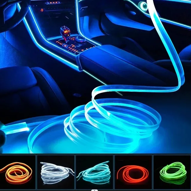 Car Environment El Wire LED USB Flexible Neon Interior Lights Assembly RGB For Automotive Decoration Lighting 3M Hidden APP 1