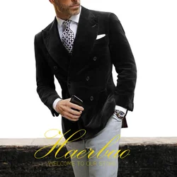 Men's Suits Velvet One Piece Jackets Double Breasted Blazer for Men Business Formal Outerwear Formal Clothes