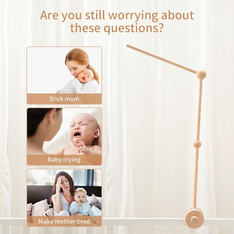 Wooden Mobile Bracket 0-12 Months Toy Crib Bell Floor Stand Newborn Crib Bell Hanging Stand Baby Crib Bell Stand Baby Rattle Toy
