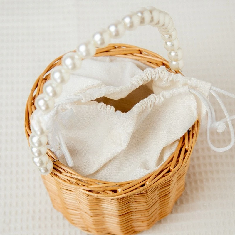 Korean version of pearl  willow flower handwoven basket, Xipu gift materials