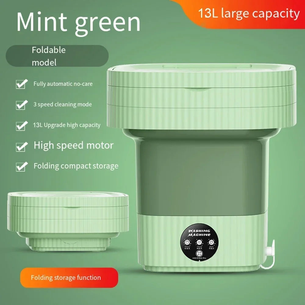 Mini Washing Machine 13L Portable Mini Washe Machine With Drain Basket Ultrasonic Big Capacity Folding Washing For Apartment Travel Underwearr UK AU