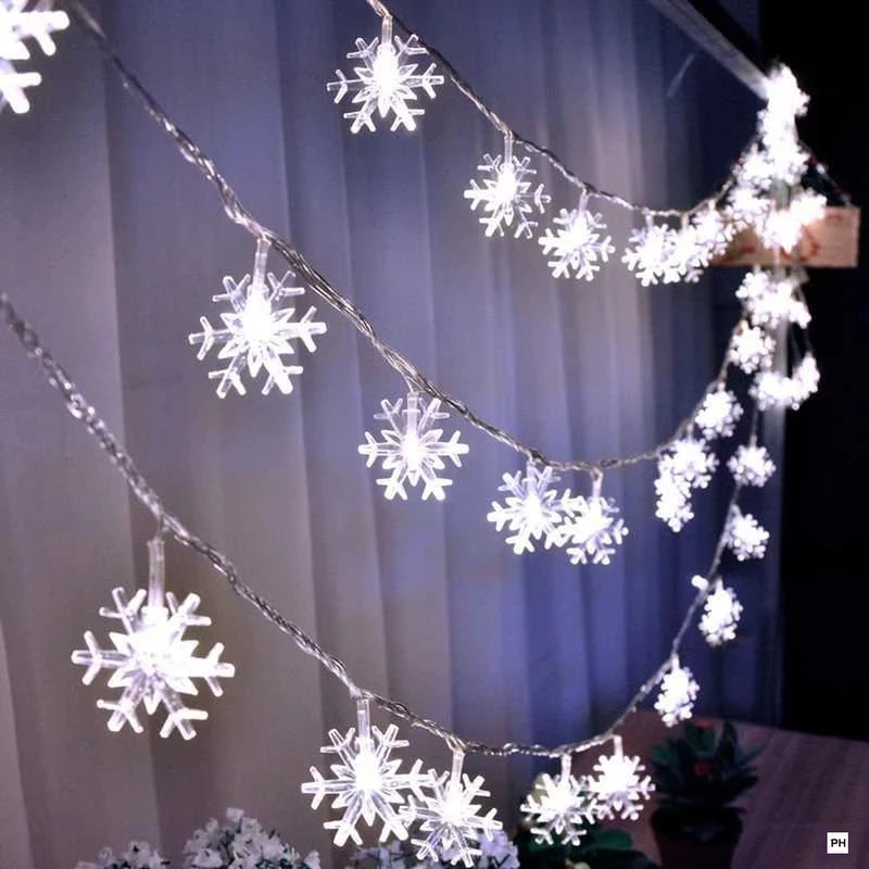 2/5/10M/20M LED Snowflake String Fairy Lights Garland Christmas Tree New Year Room Valentine's Day Decoration Lights USB Battery