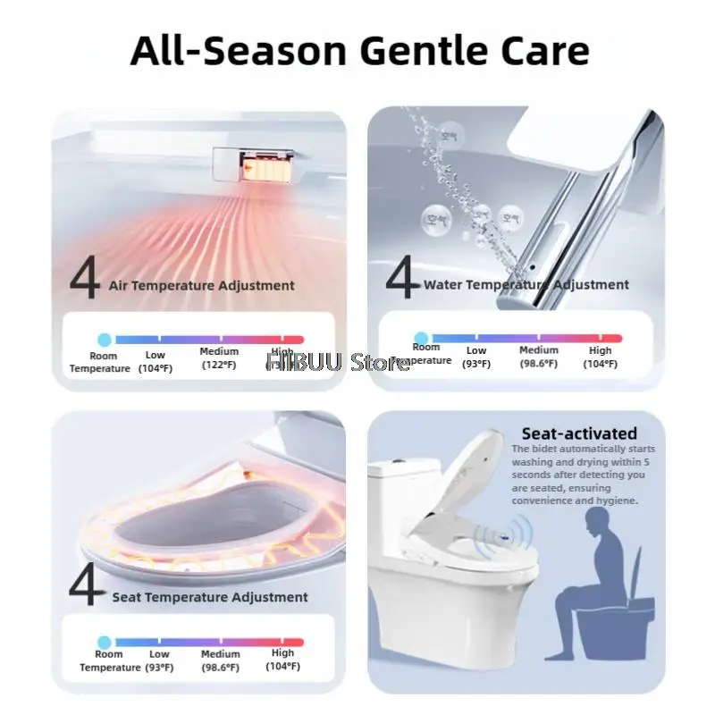Smart Bidet Toilet Seat with Instant Heating Remote Control Heated Toilet Seat Bidet Cover Warm Air Dryer Feminine Wash toilet seat cover toilet seat accessories