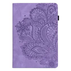 Elegant Floral Butterfly Tablet Case for 11-Inch Devices - Premium PU TPU Protective Cover with Card Holder + Bonus Gift (Purple flower yx)