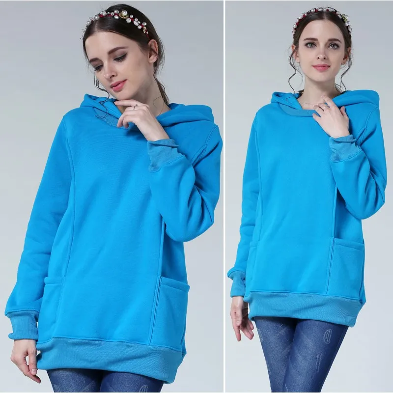 Winter Maternity Clothes Fleece Breastfeeding Hoodie Women Pregnant Jumper Pregnancy Clothing Sweater Large Size