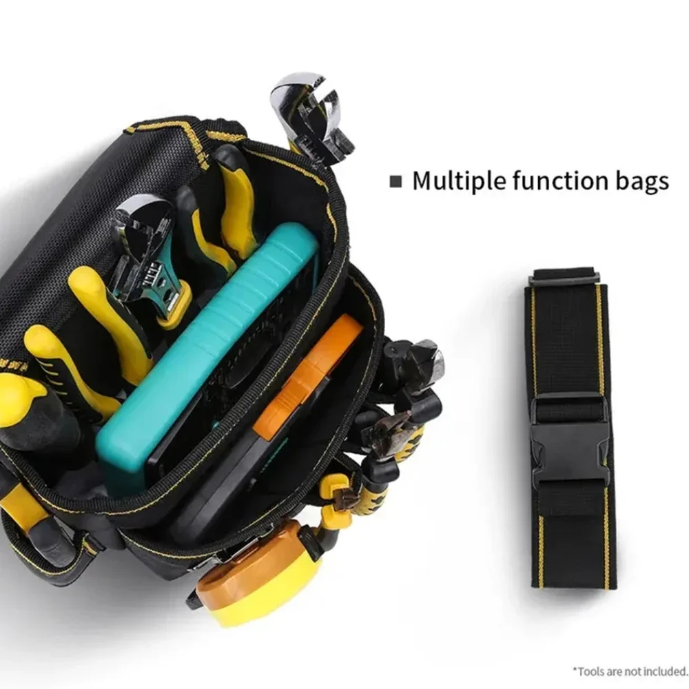 WINHUNT Tool Waist Bag Heavy Duty with Belt Tape Hook Harden Tool Pouch Tool Organizer for Electrician Screwdrivers Pliers