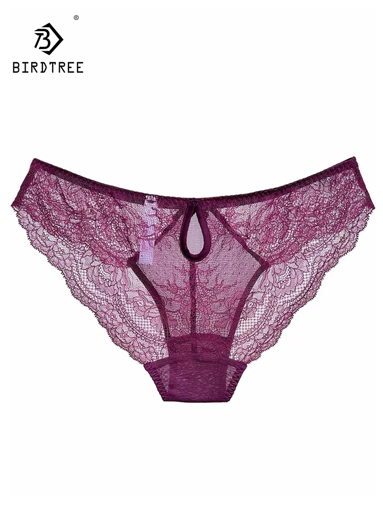 

BirdTree 100%Mulberry Silk Sexy Briefs, Women's Low-Waisted Mesh Yarn, Lace Erotic Wrap Buttocks Underwear, 2024 Summer P43272QC