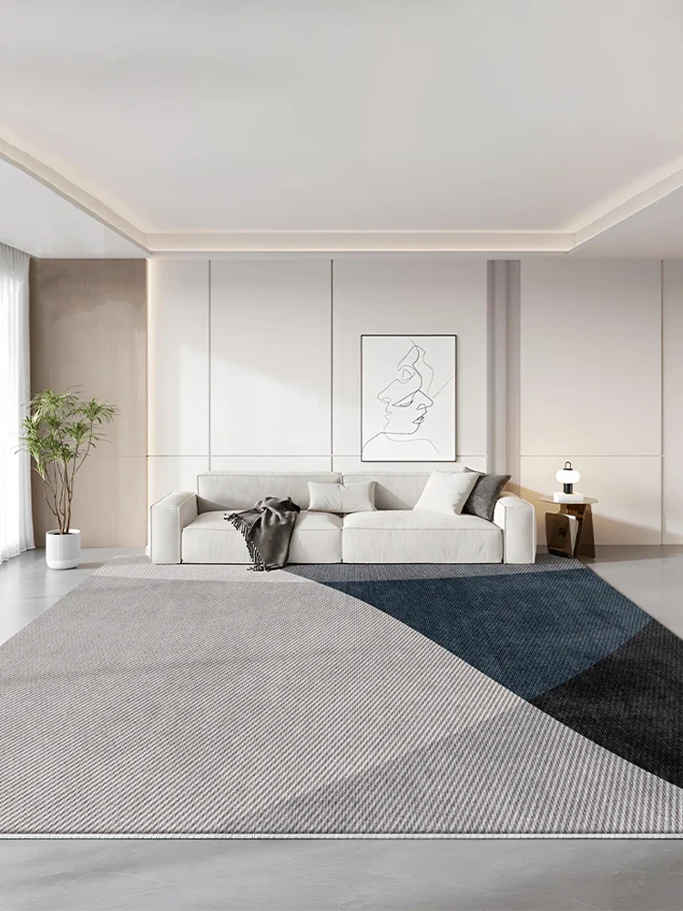 Blue Minimalist Living Room Carpet Geometric Lines Decorative Rug Soft Wear-Resistant Coffee Table Rug Waterproof Balcony Carpet 4