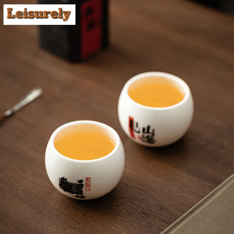 170ml Mutton Fat Jade Fortune Teacup Traditional Tea Bowl Water Jug Tea-tasting Smelling Cup Jianzhan Master Cups Tea Ceremony