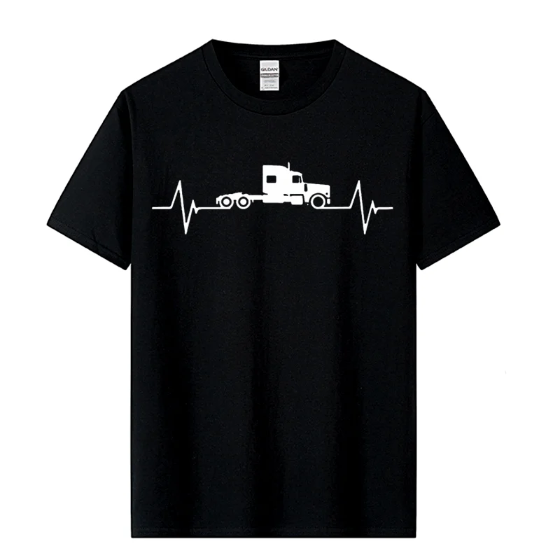 Truck Driver Heartbeat Love T Shirt Ragazzi Arrivo Semplice Camisetas Casual T-Shirt Uomo Manica Corta Club Dad Top Truck Driver