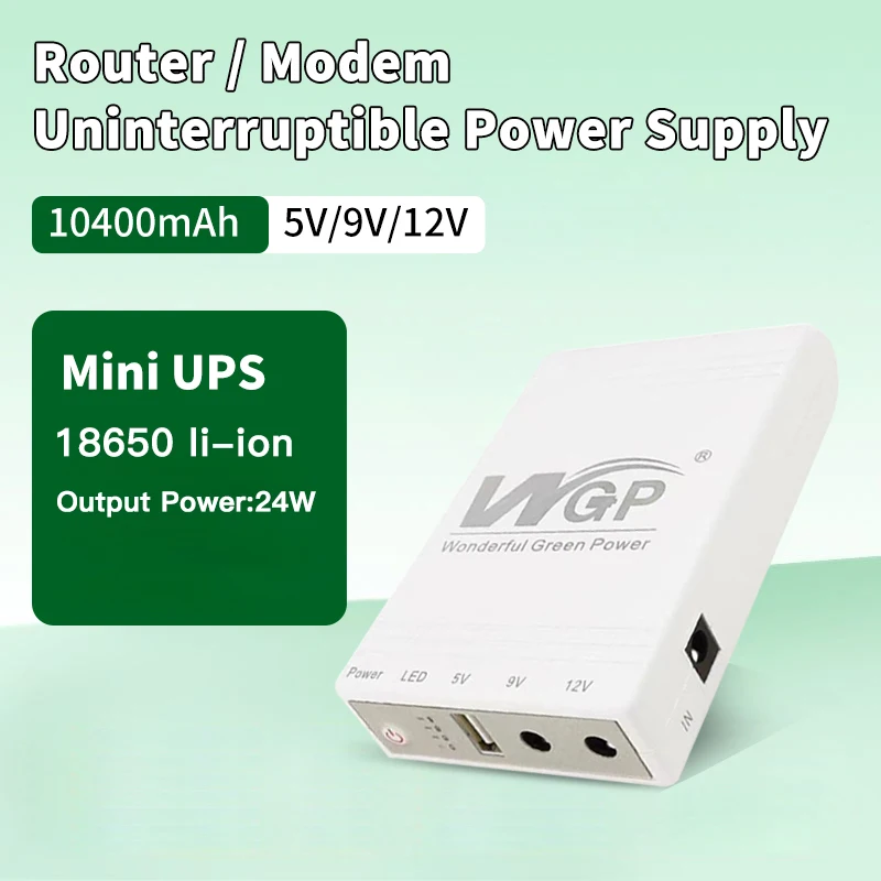 9V12V uninterruptible power supply DC 10400mAh backup power supply MINI UPS router optical modem monitor built-in adapter USB 5V