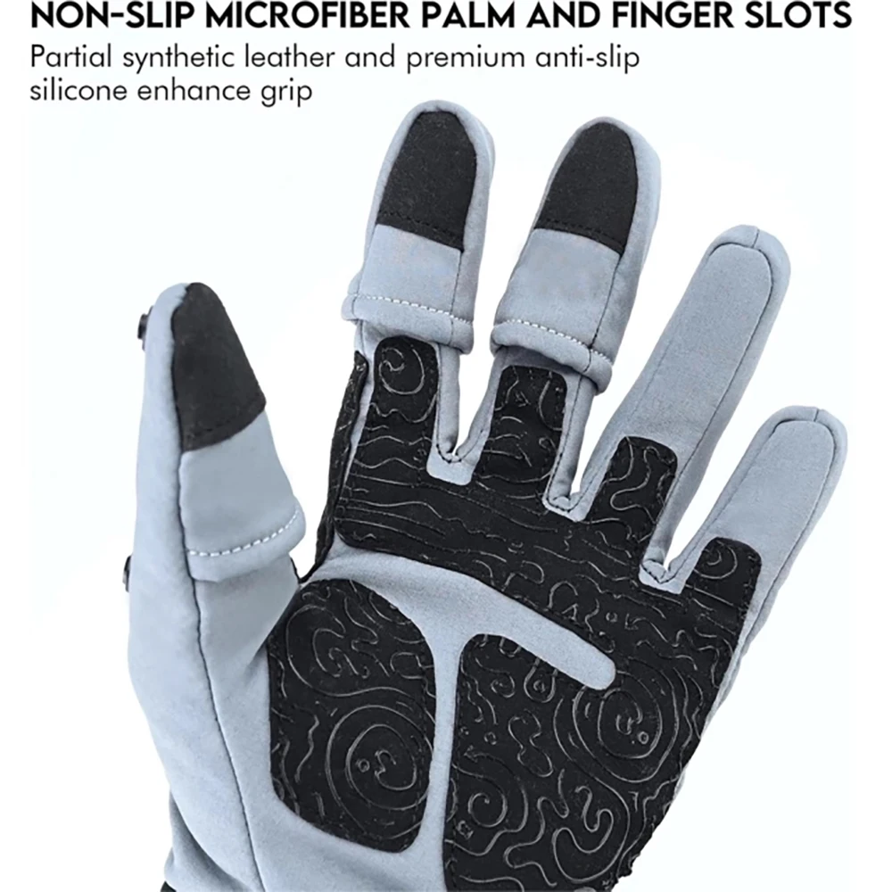 Aventik Windproof and Waterproof Winter Fishing Gloves Fleece lining Touchscreen Compatibility Durable Synthetic Leather