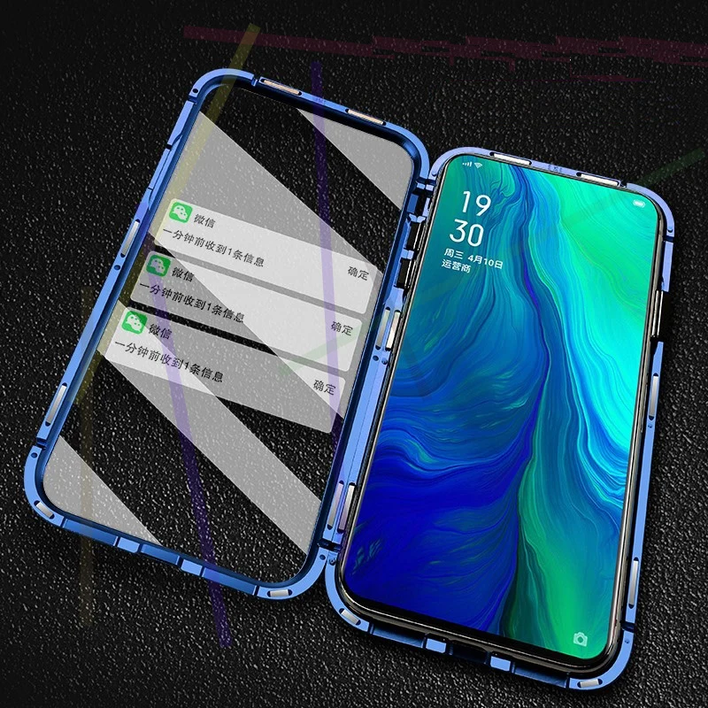 

Metal Magnetic Case For OPPO Reno 5 4G 5G 5 Pro 5 Lite 5F 5Z Double-Sided Glass Cover For OPPO Reno 6 5G 6Z 7 4G 7 Pro 7 Z 5G