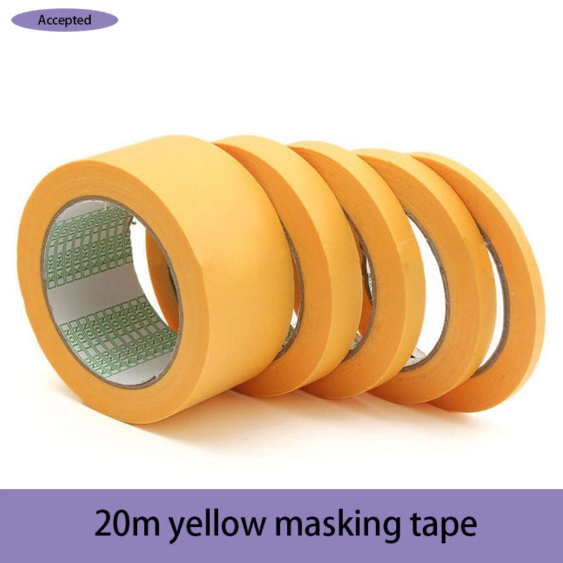 20M Yellow Masking Tape High adhesive tape suitable for Wall Decoration