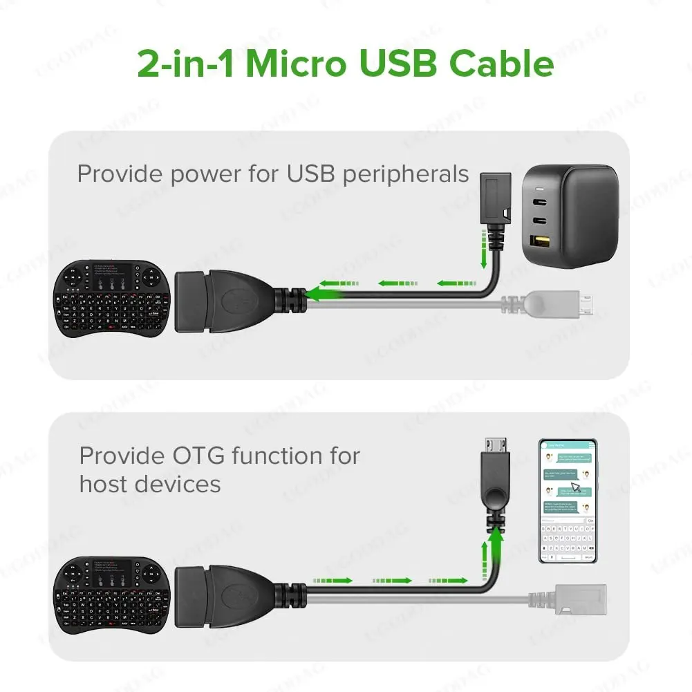 Mini Usb Micro Usb Otg Adaptador Host Power y Divisor Usb para Micro Pinos Macho Fêmea Cabo para Vara de Fogo Acessórios do Telefone Android - Imagem 5