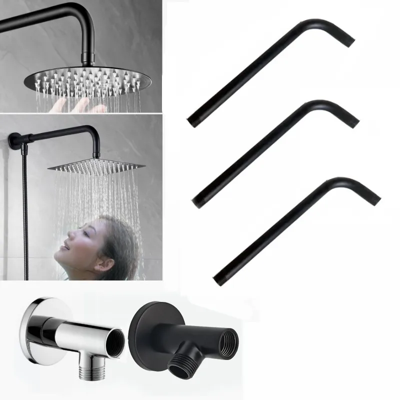 Brazo De Cabezal De Ducha Acero Inoxidable 30cm - Extensión Montaje Pared Con Base