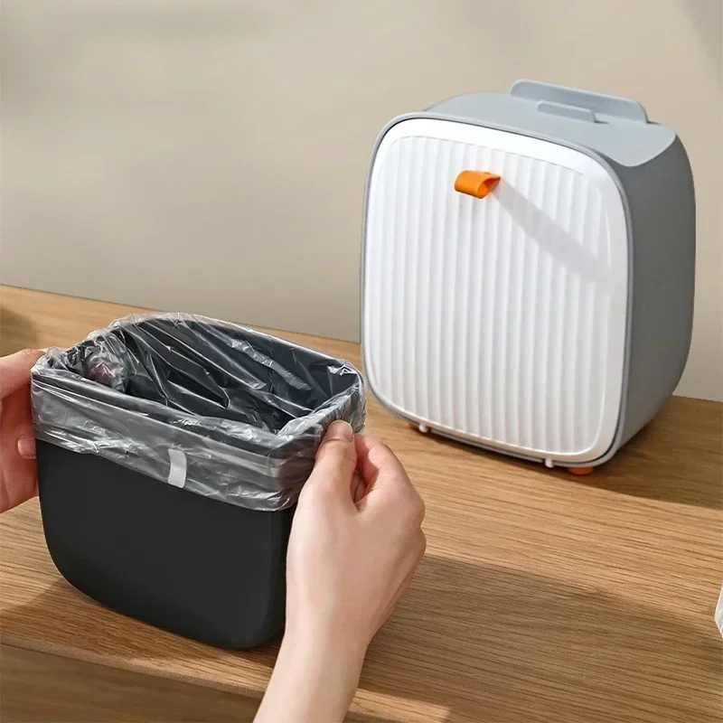 

Garbage Organizer, With Waste Detachable Bin Storage Cover, Press-type Trash Creative Cute Bucke Small Can Desktop Lid Mini
