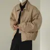 Men Jacket Lapel Collar Men Trench Coat All-match Men Jacket Solid Color Long Sleeves Casual Short Bomber Jacket Outwear 1