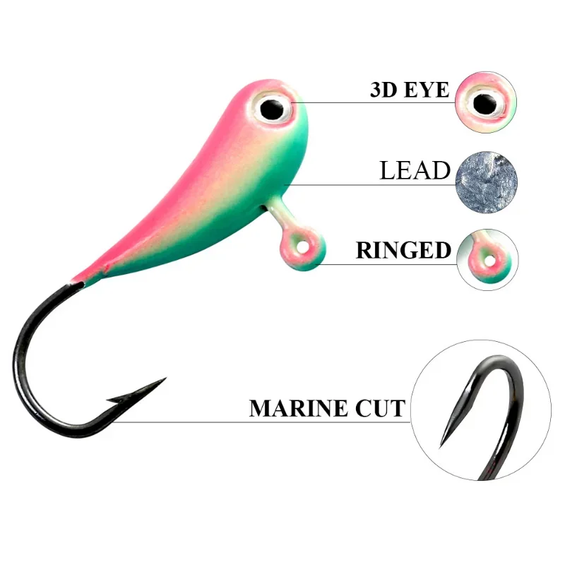 5PCS/Lot Winter Ice Fishing Lure 12/16mm 1.2/1.6/1.7g Mini Head Hook Jig  Bait Fishing Hooks Artificial Bait Fishing Tackle Pesca