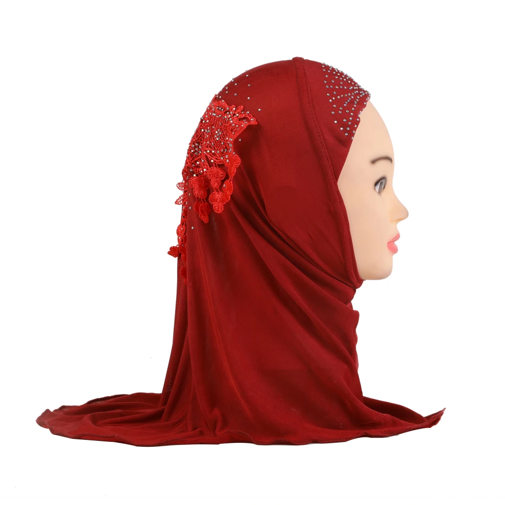 Hijab Lace Back Fit 2-5 Years Old Kids Pull On islamic scarf head wrap lace scarf children scarf muslim hijab