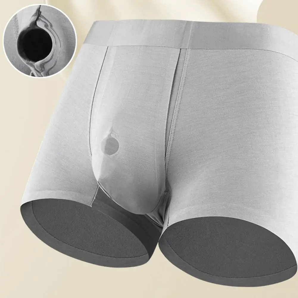 Men Boxers U Convex Breathable Bouncy Underwear Intimate Anti-septic Sweat  Absorption Mid Waist Men Panties for Daily Wear - Grey