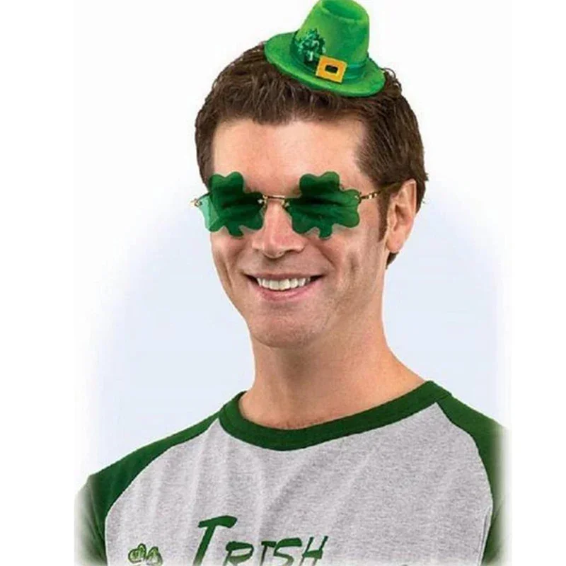 St. Patrick’s Day Glasses Irish Shamrock Sunglasses Green Four Leaf Clover Leprechaun Costume Accessories 4