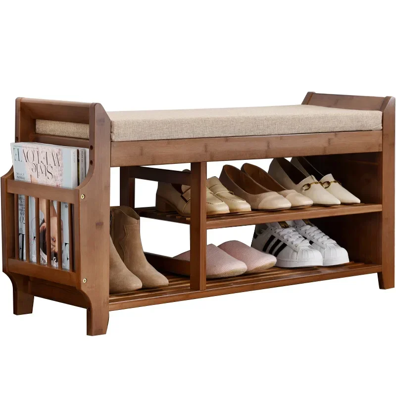 Scarpiera Con Seduta Imbottita Per Ingresso - Mobile Contenitore Scarpe In Legno Con Ante Ribaltabili, Organizzatore Salvaspazio