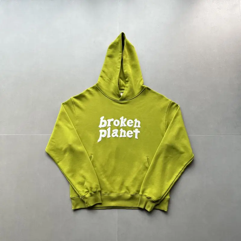 

Broken Planet Couple's Hooded Sweatshirt Men's Embroidery Planet Alphabet Sweatshirt - Fluorescent Green Sweatshirt Hoodie