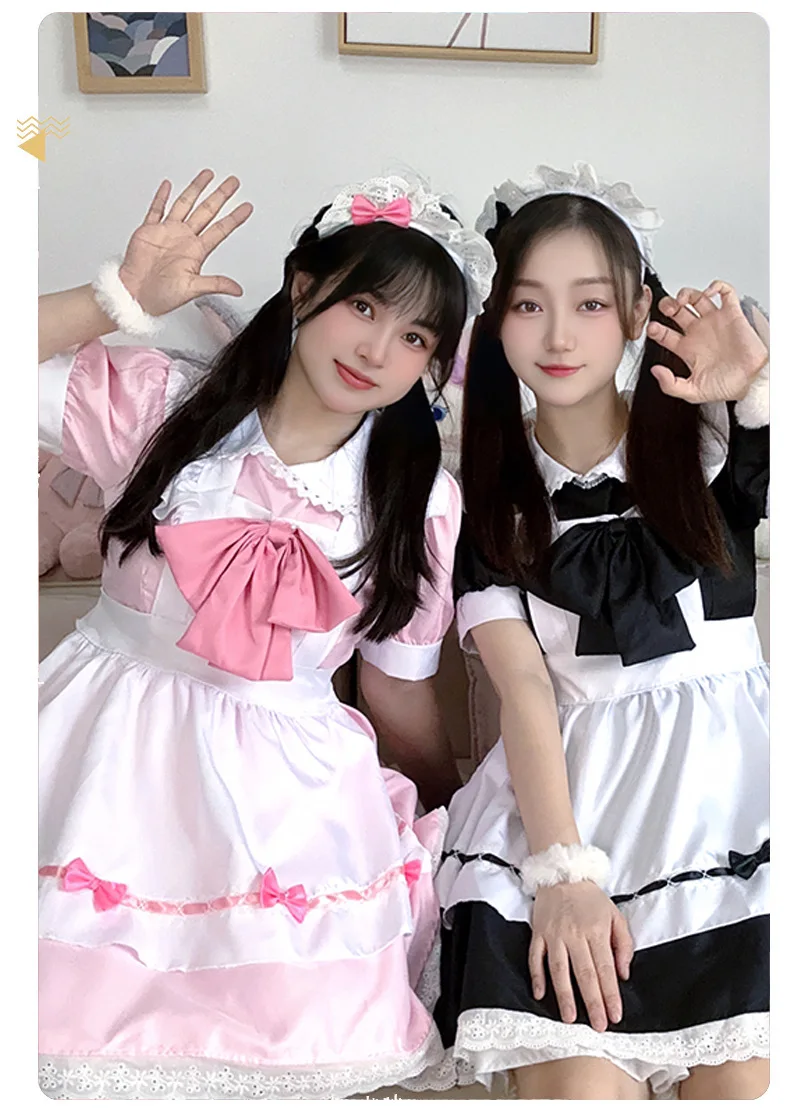 Lolita Cosplay Kleid Pink Maid Anime Kawaii Sweet Halloween Damen 9