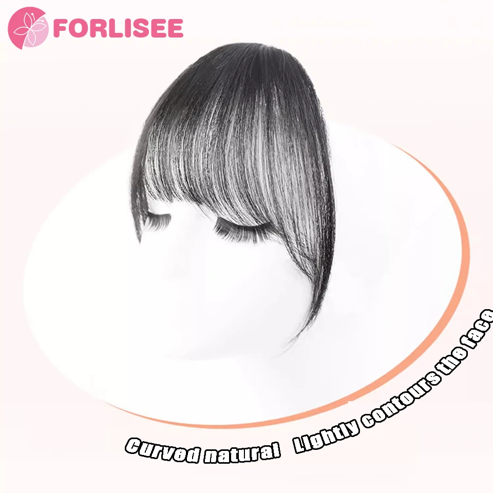 FORLISEE Synthetic Air Bangs Wig For Women 3D Fake Bangs Natural Forehead Full Bangs Wig Piece Replacement Wig