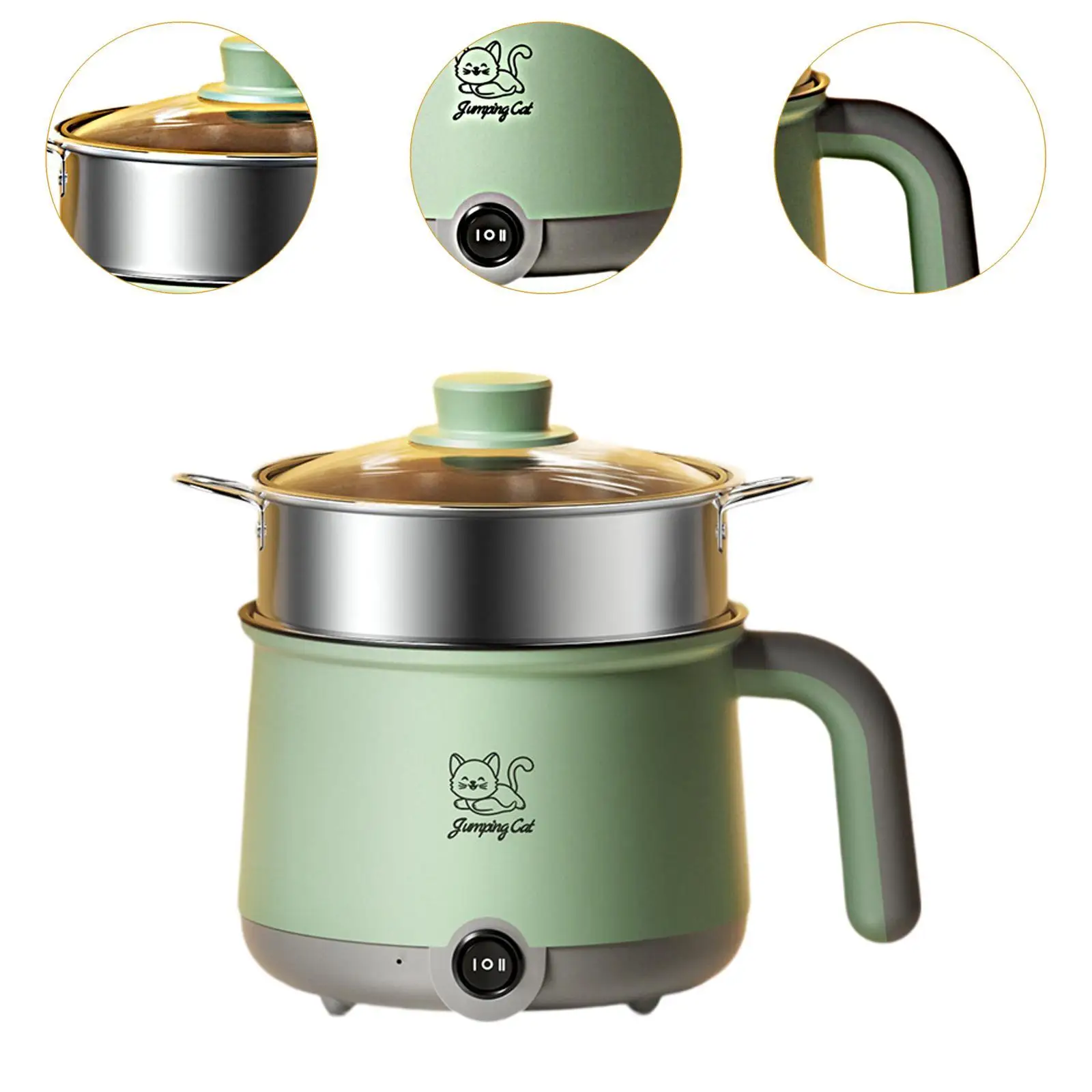 Hot Pot Electric with Steamer Household Nonstick for Shabu Shabu Steak Ramen 5