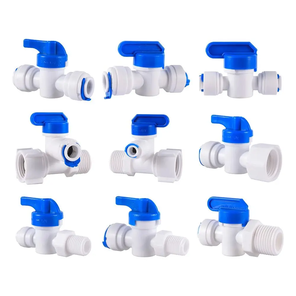 1Pcs Water Straight Plastic Ball Valve Male Female Thread 1/4" 3/8" Male 1/2" Female Reveser Hose Quick Connector