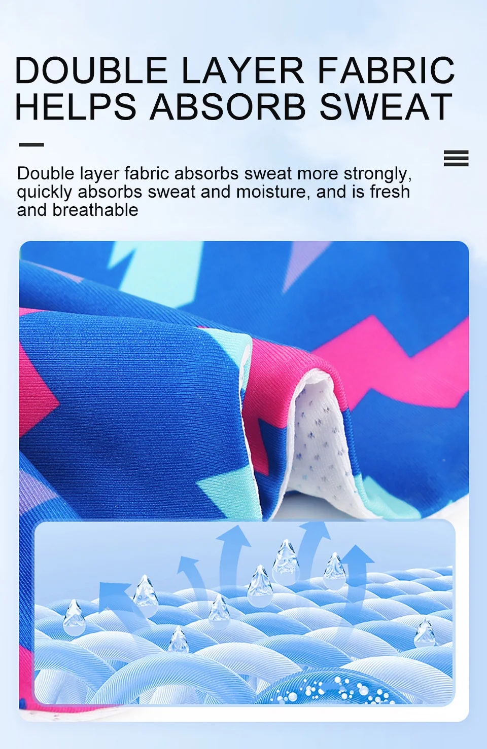 Description Picture 6 of itemElastic Yoga Headband Sweat Bandage Sport Head Hair Band Workout Tennis Fitness Jog Basketball Running Sweatband Women Men