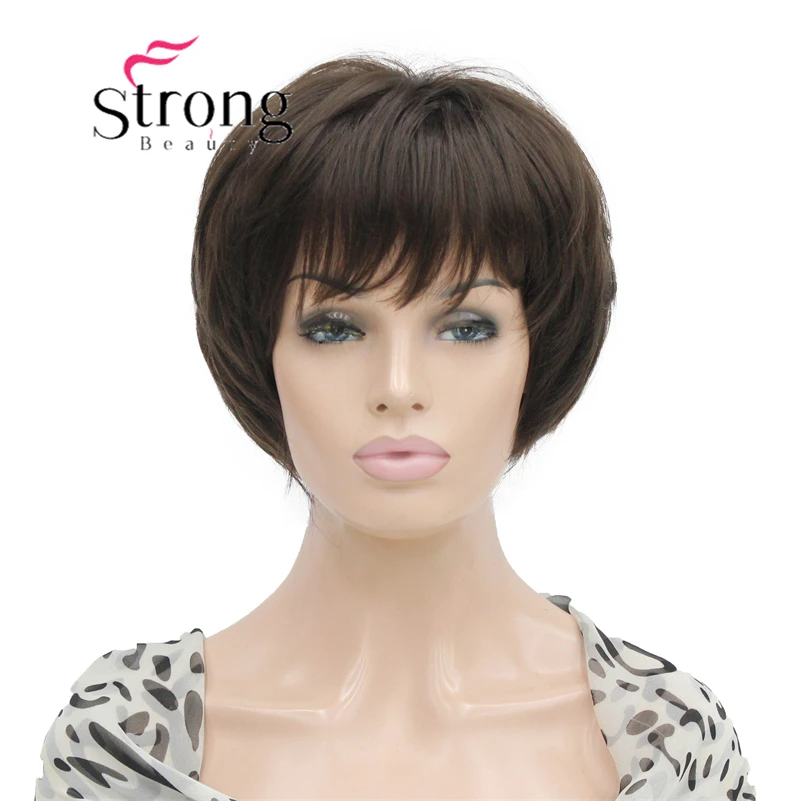 Strongbeauty-Short suave Shag Ombre loira Bob peruca